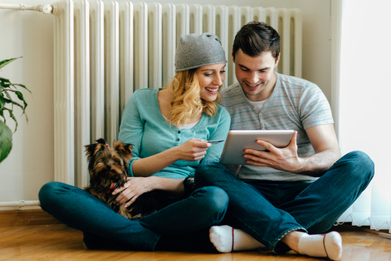 Happy Couple Shopping Online.